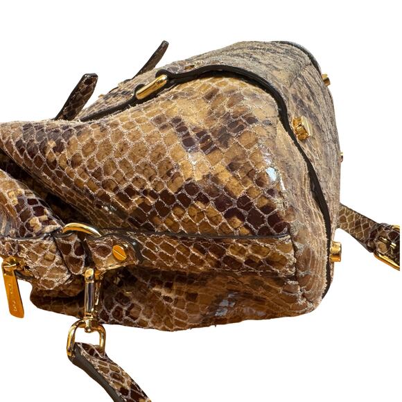 Michael Kors Faux Python Snakeskin Satchel Bag + Adjustable Shoulder Strap - Picture 7 of 15